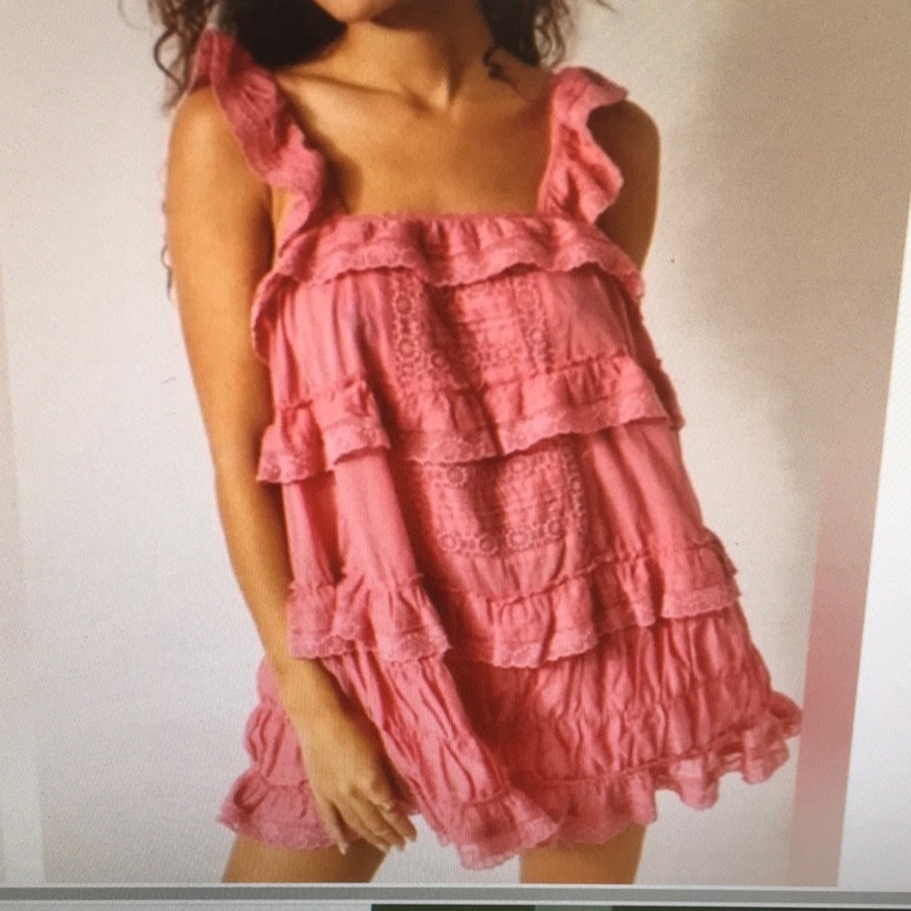 GACAKY/“CORAL-SALMON”RUFFLED TIERED LACE MINIwATTACHED BLOOMERS/NWT